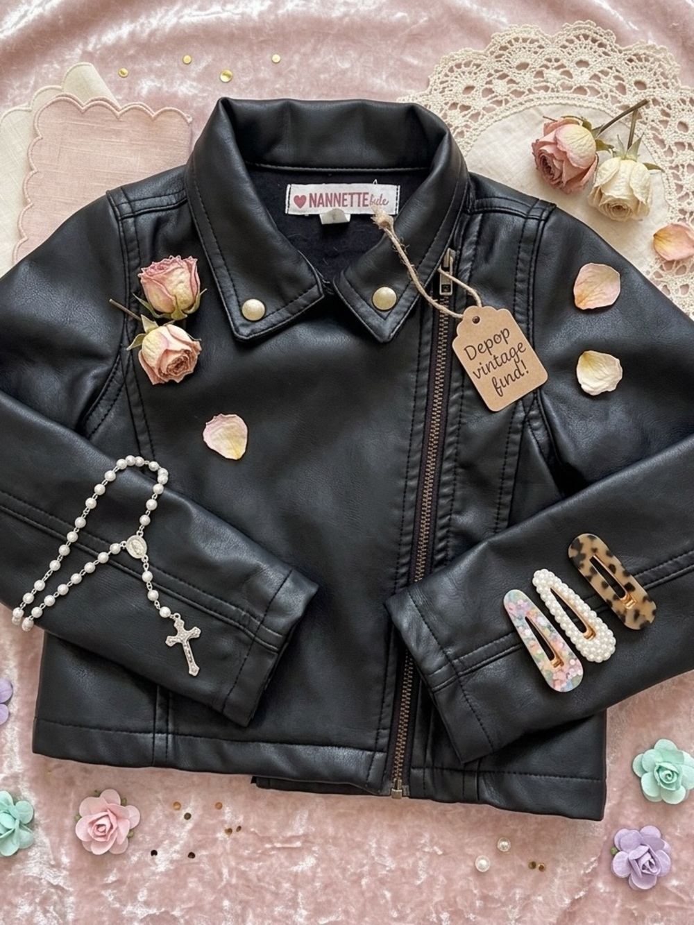 Nannette Black Top with Pink Logo Label